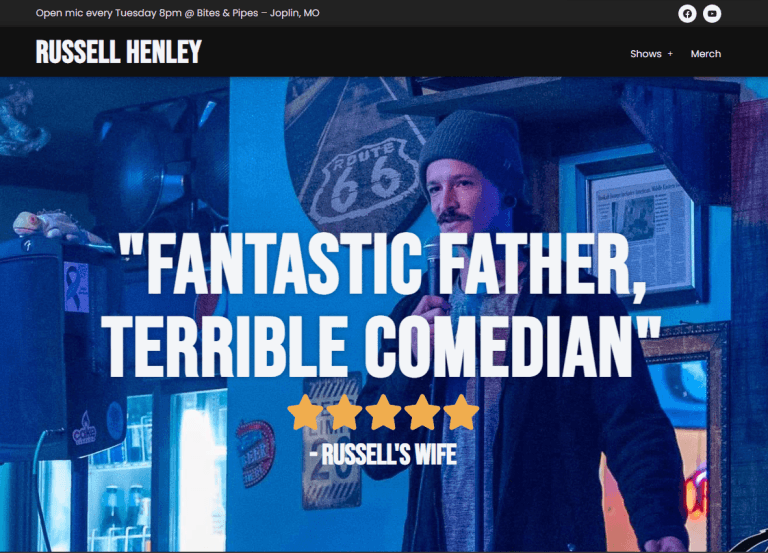 Russel Henley Comedy website by My-Merch